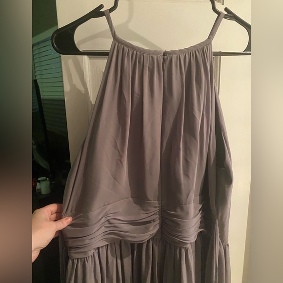 Monique Lhuillier Bridesmaids Grey Cocktail Dress with attached Sash size 18 - Picture 3 of 9